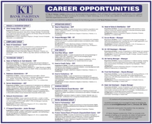 KT Bank Pakistan Limited Karachi Jobs Jan 2024