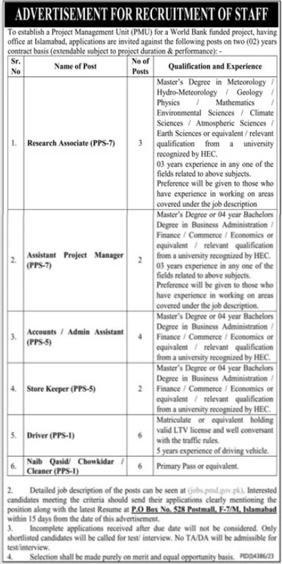 Project Management Unit PMU Islamabad Jobs Jan 2024